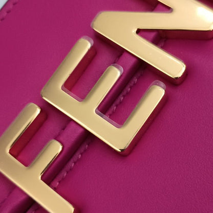 Fendi Shoulder Bag Graffiti Phone Pouch Pink Leather Smartphone Pochette Gold
