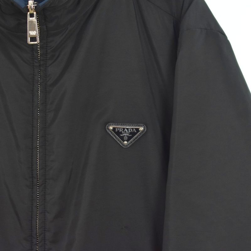 Prada Triangle Plate Logo Jacket Reversible 52 Black Blue