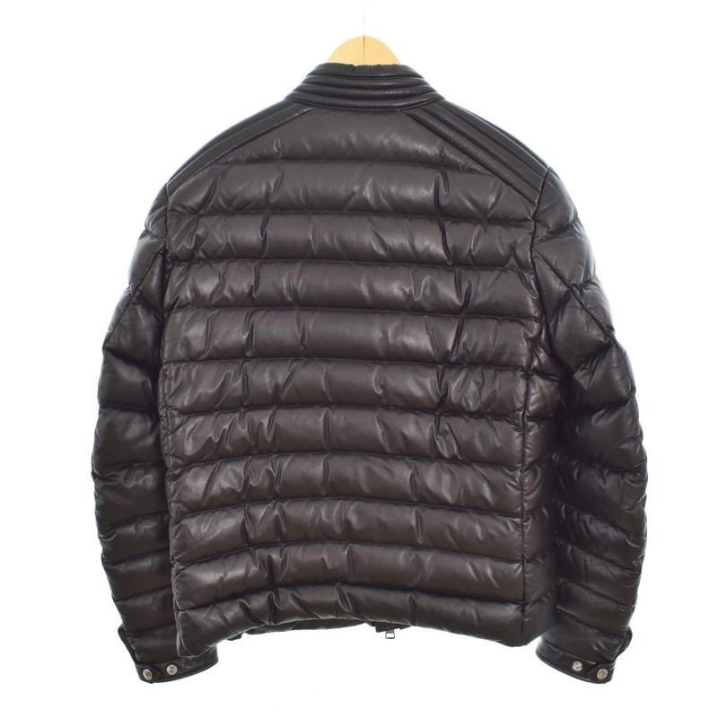 Moncler Amiot All Leather Down Jacket Rider's Lamb Sheep 2 M Black