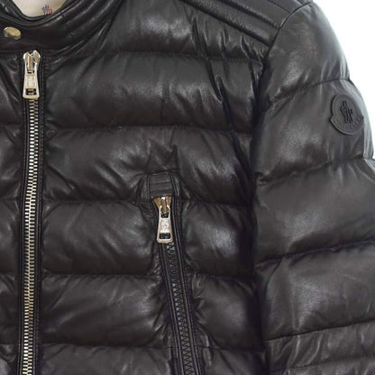 Moncler Amiot All Leather Down Jacket Rider's Lamb Sheep 2 M Black