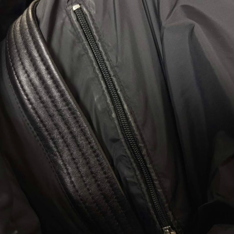 Moncler Amiot All Leather Down Jacket Rider's Lamb Sheep 2 M Black