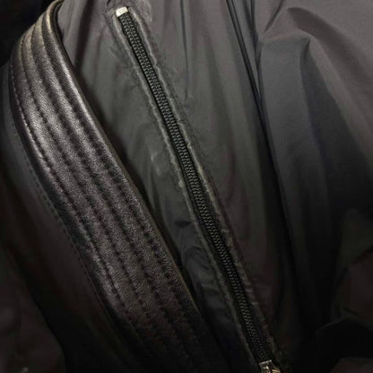 Moncler Amiot All Leather Down Jacket Rider's Lamb Sheep 2 M Black