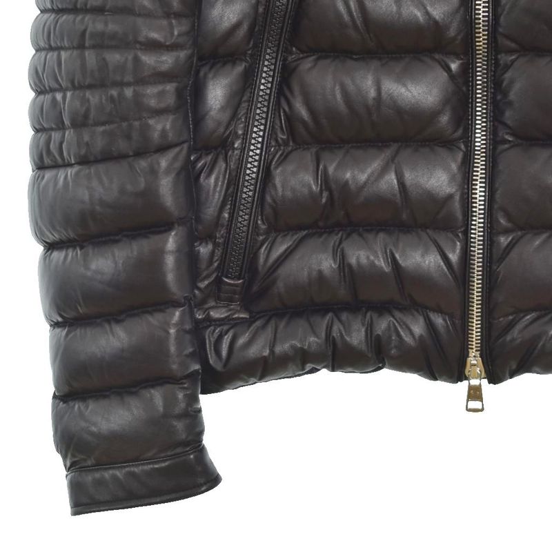 Moncler Amiot All Leather Down Jacket Rider's Lamb Sheep 2 M Black