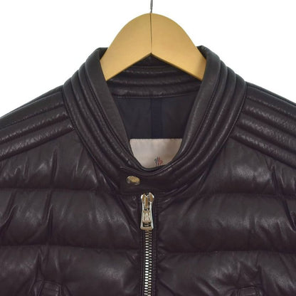 Moncler Amiot All Leather Down Jacket Rider's Lamb Sheep 2 M Black
