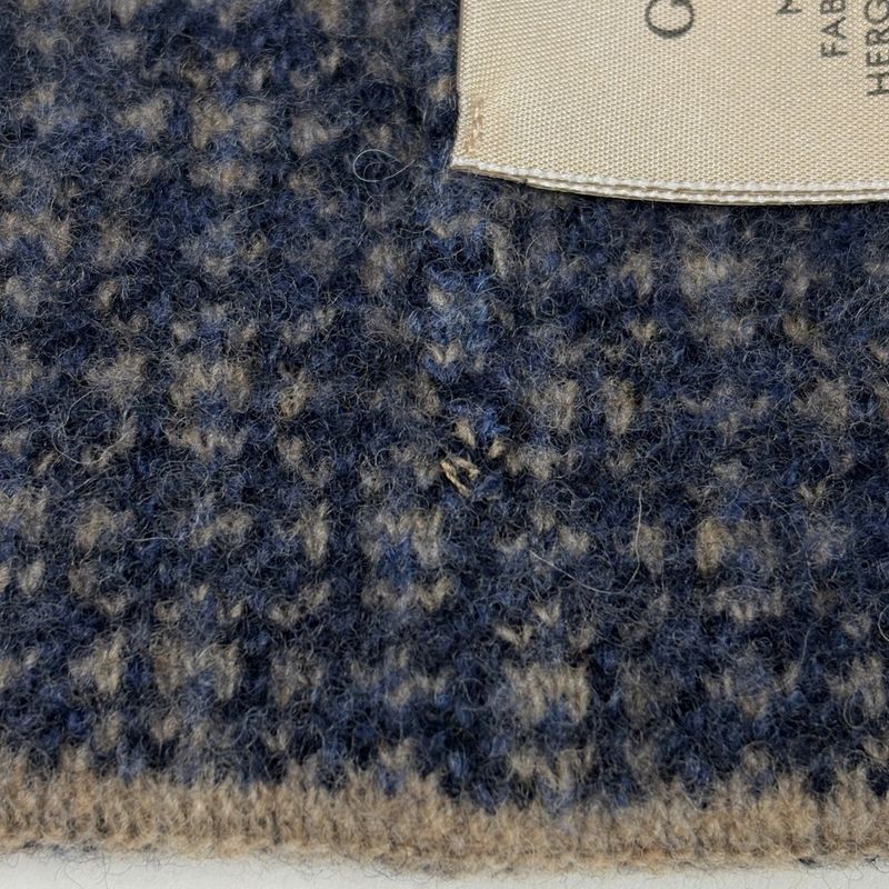 Gucci Plaid Knit Cap Logo Hat Cap Wool Nylon Gray Blue
