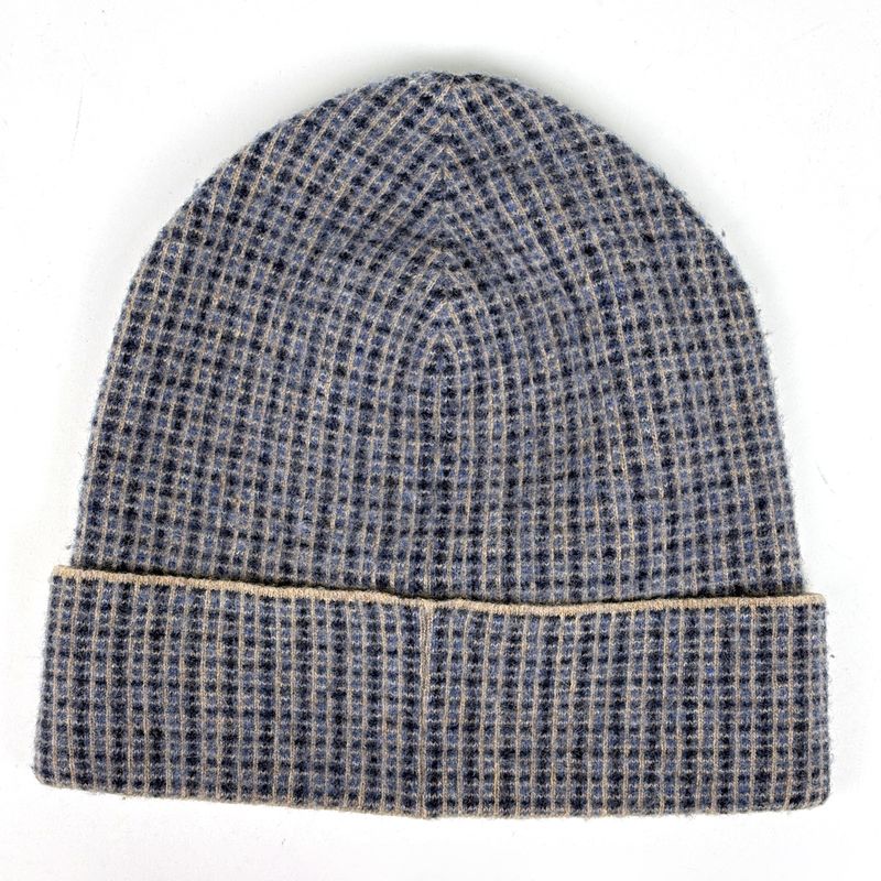 Gucci Plaid Knit Cap Logo Hat Cap Wool Nylon Gray Blue