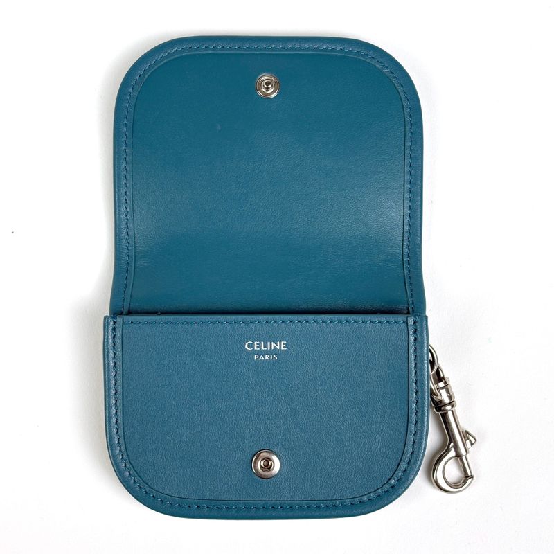 Celine Triomphe Card Case Coin Leather Green