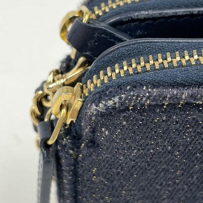 Chanel Logo Chain Shoulder Bag Wallet CC Canvas Navy