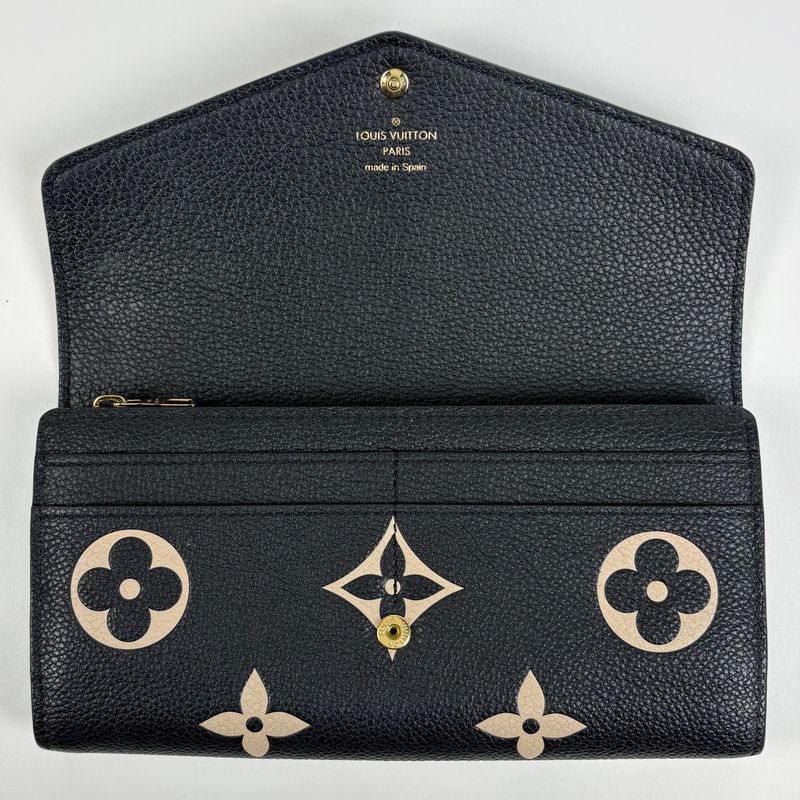 Louis Vuitton Portefeuille Sarah Bicolor Bifold Wallet Monogram Empreinte Noir