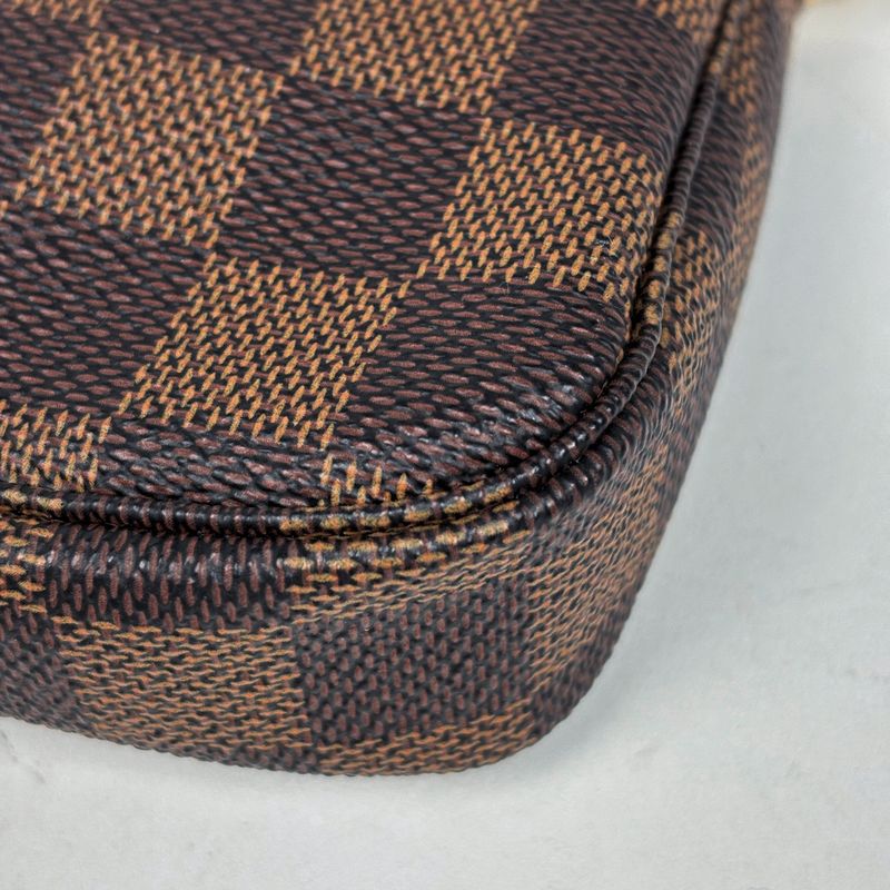 Louis Vuitton Mini Pochette Makeup Cosmetics Pouch Damier Brown