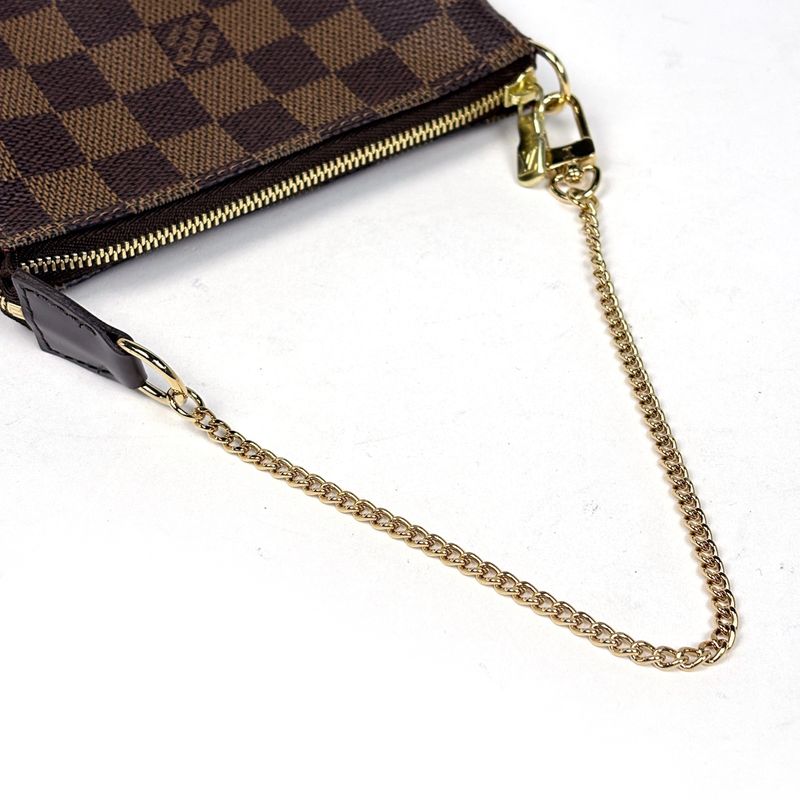 Louis Vuitton Mini Pochette Makeup Cosmetics Pouch Damier Brown
