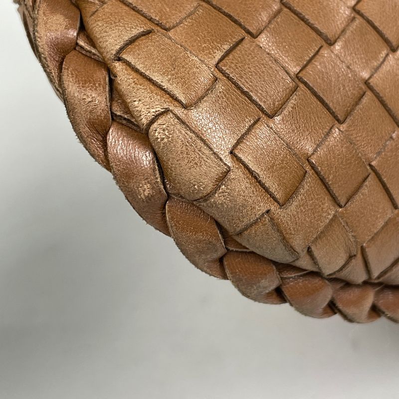 Bottega Veneta Intrecciato Shoulder Bag Leather Brown