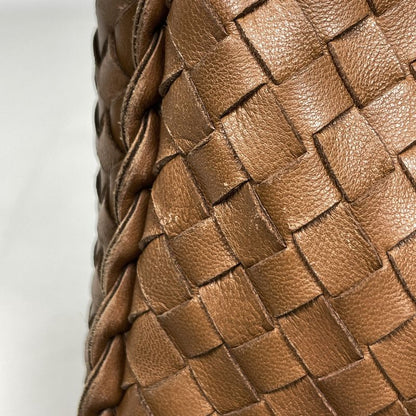 Bottega Veneta Intrecciato Shoulder Bag Leather Brown