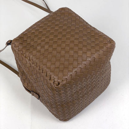 Bottega Veneta Intrecciato Shoulder Bag Leather Brown