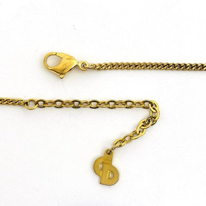 Dior Logo Rhinestone Necklace Gold Plated