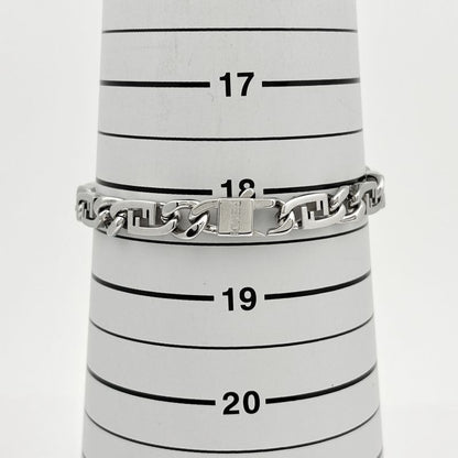 Fendi O-rock Bracelet Zucca Logo Brass Metal Silver