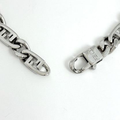 Fendi O-rock Bracelet Zucca Logo Brass Metal Silver