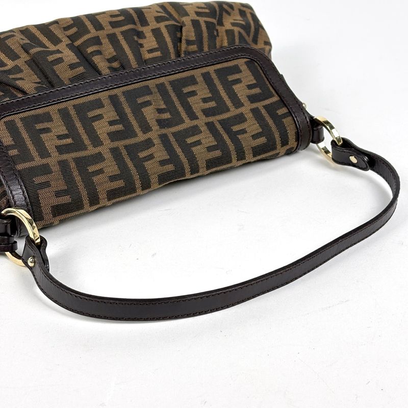 Fendi Zucca Pattern Shoulder Bag Canvas Brown