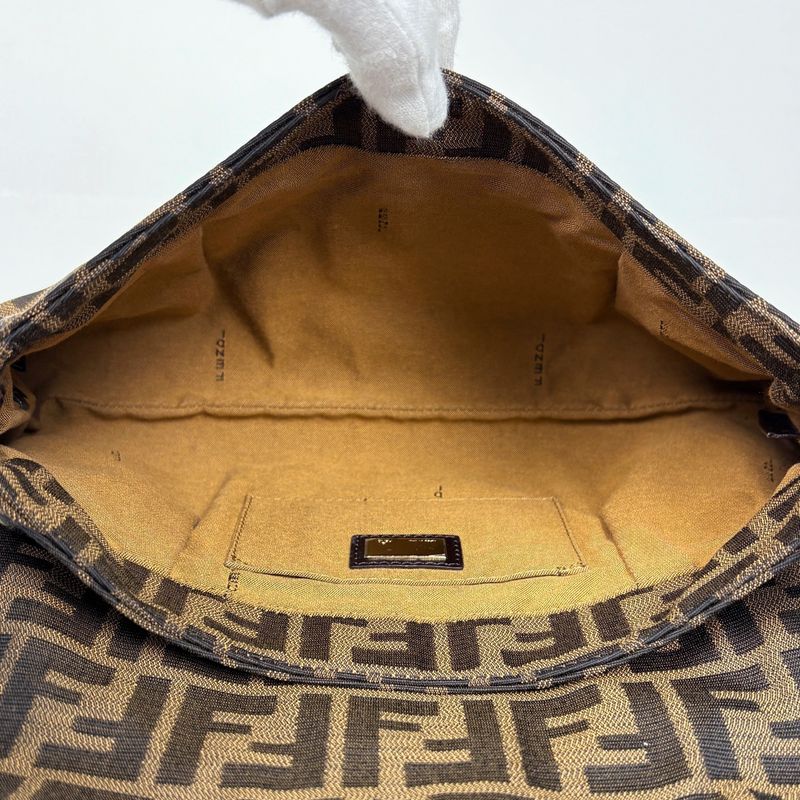 Fendi Zucca Pattern Shoulder Bag Canvas Brown