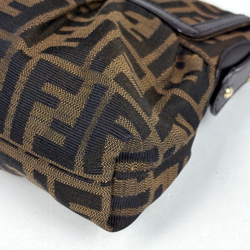 Fendi Zucca Pattern Shoulder Bag Canvas Brown