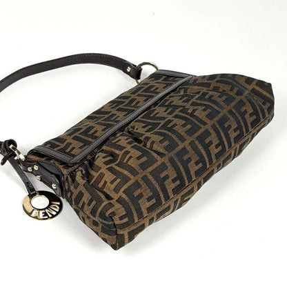 Fendi Zucca Pattern Shoulder Bag Canvas Brown