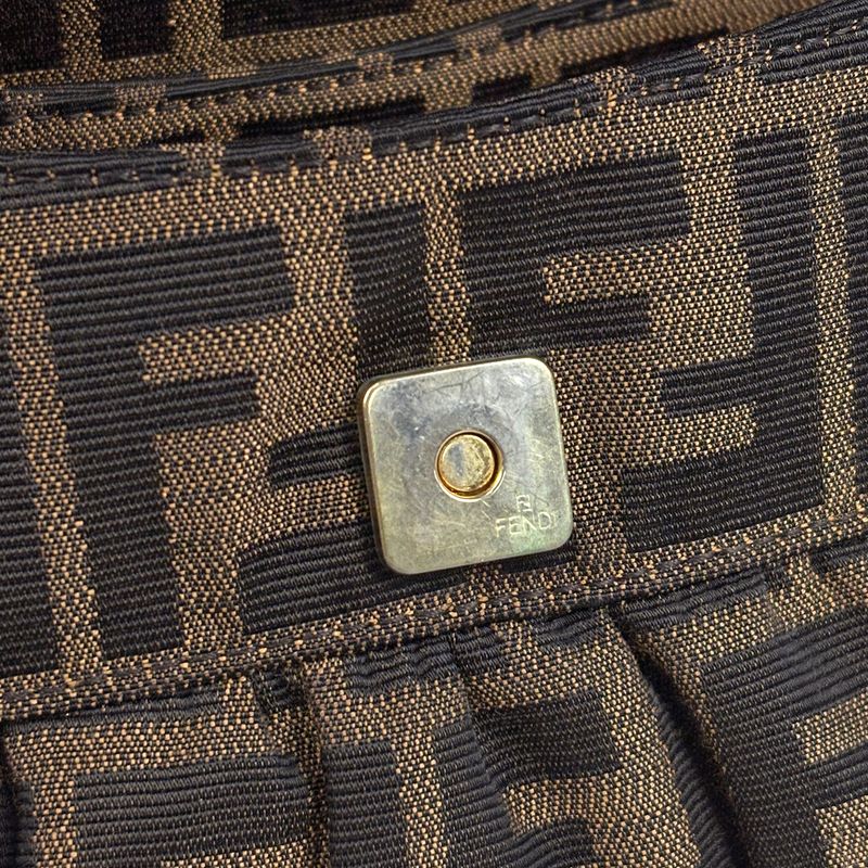 Fendi Zucca Pattern Shoulder Bag Canvas Brown