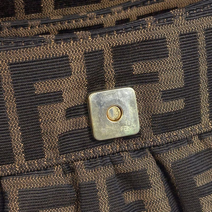 Fendi Zucca Pattern Shoulder Bag Canvas Brown