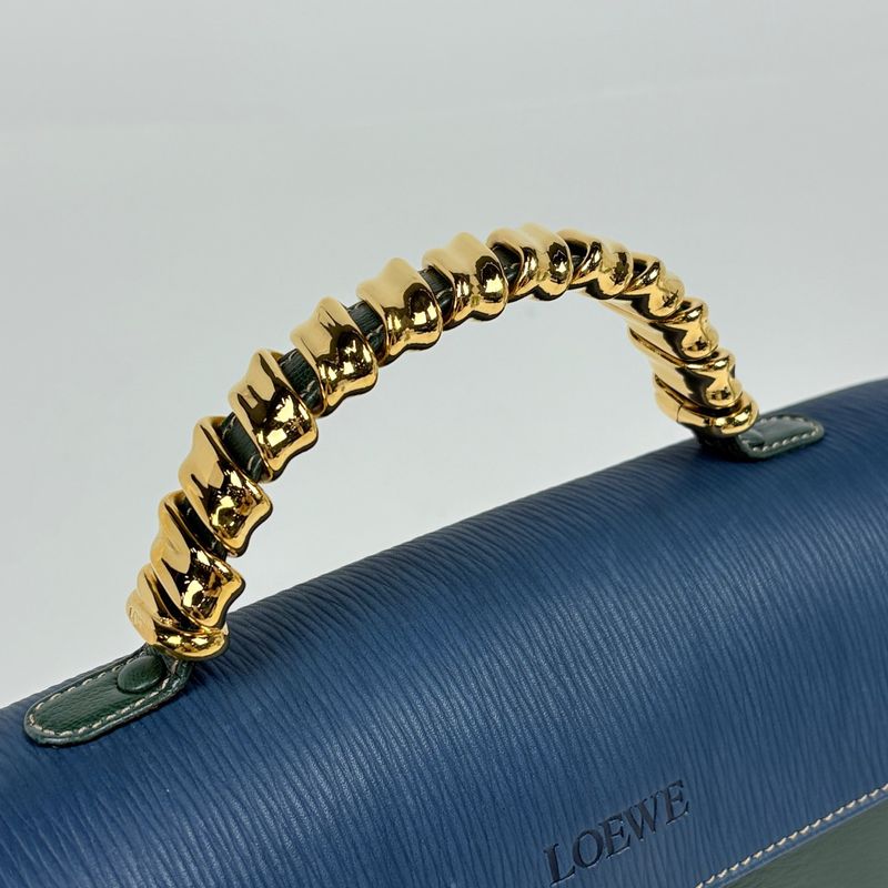 Loewe Velasquez Handbag Bicolor Leather Green Blue
