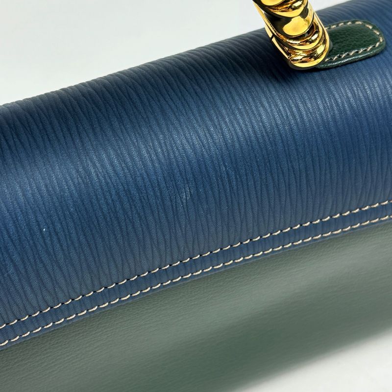 Loewe Velasquez Handbag Bicolor Leather Green Blue
