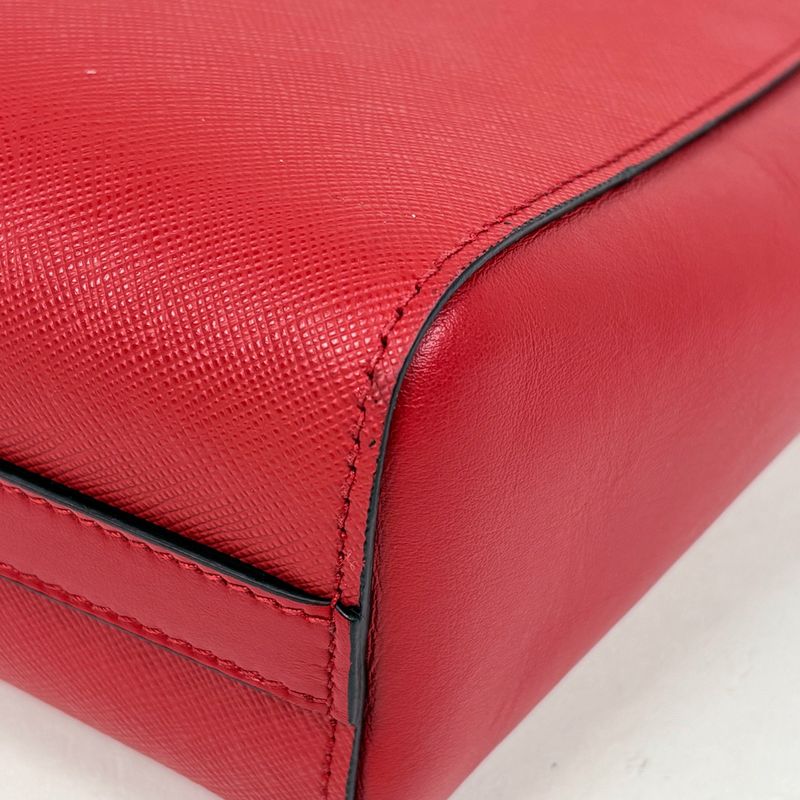 Prada Logo 2-Way Shoulder Bag Saffiano Leather Red