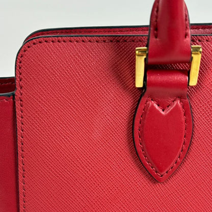 Prada Logo 2-Way Shoulder Bag Saffiano Leather Red