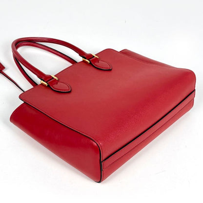 Prada Logo 2-Way Shoulder Bag Saffiano Leather Red