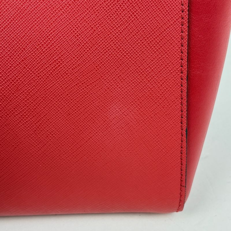 Prada Logo 2-Way Shoulder Bag Saffiano Leather Red
