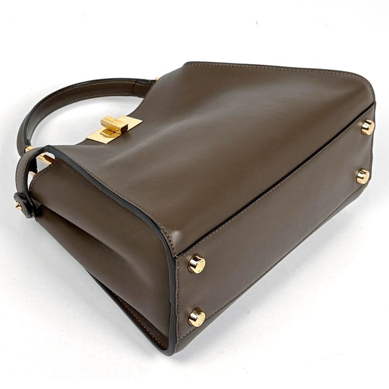 Fendi Peekaboo 2-Way Shoulder Bag Leather Brown