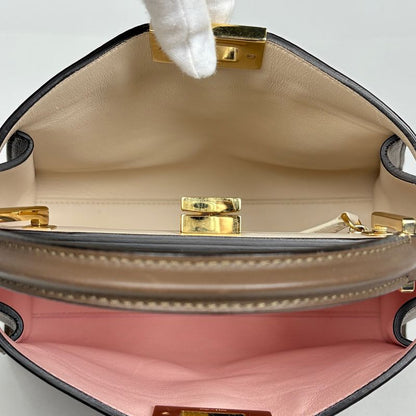 Fendi Peekaboo 2-Way Shoulder Bag Leather Brown