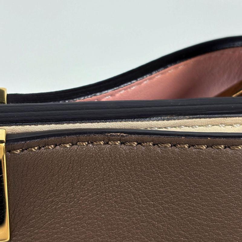 Fendi Peekaboo 2-Way Shoulder Bag Leather Brown