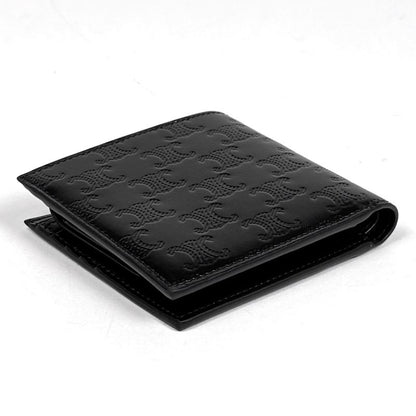 Celine Triomphe Bifold Wallet Logo Leather Black