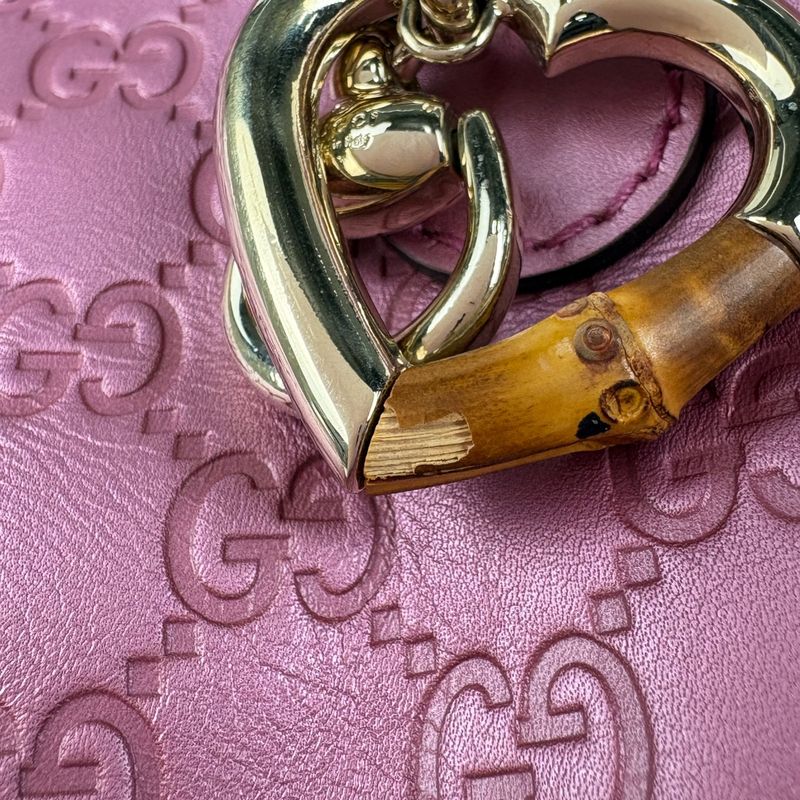 Gucci Guccissima Tote Shoulder Bag Horsebit Guccissima Leather Metallic Pink