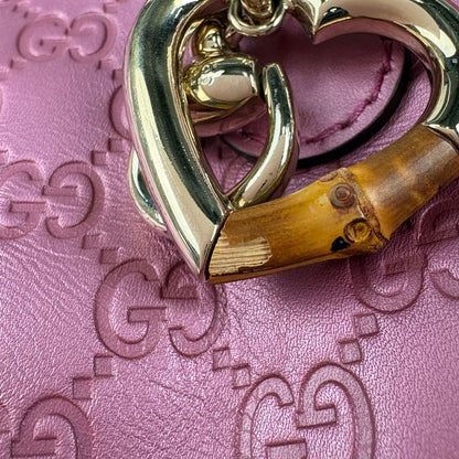 Gucci Guccissima Tote Shoulder Bag Horsebit Guccissima Leather Metallic Pink