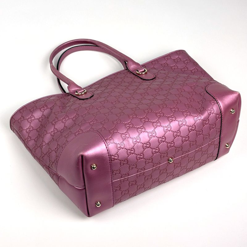 Gucci Guccissima Tote Shoulder Bag Horsebit Guccissima Leather Metallic Pink