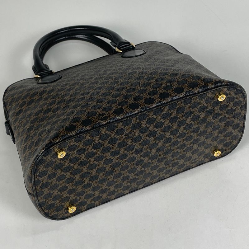 Celine Macadam Pattern 2-Way Shoulder Bag Black Brown