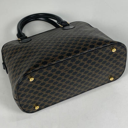 Celine Macadam Pattern 2-Way Shoulder Bag Black Brown