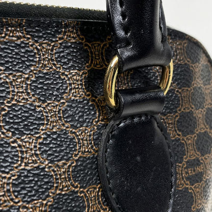 Celine Macadam Pattern 2-Way Shoulder Bag Black Brown