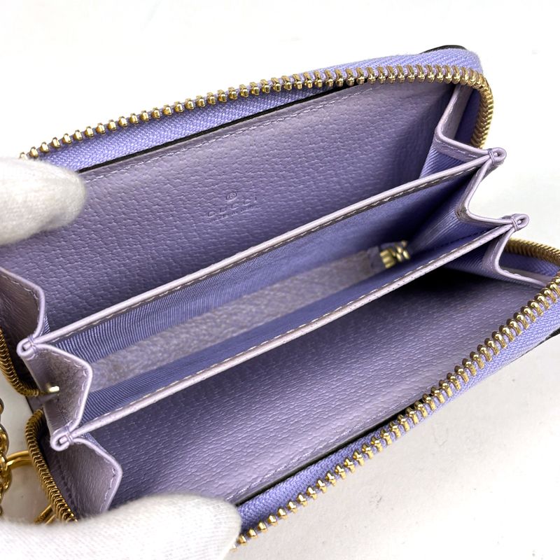Gucci Jumbo GG Coin Case Card Canvas Leather Purple