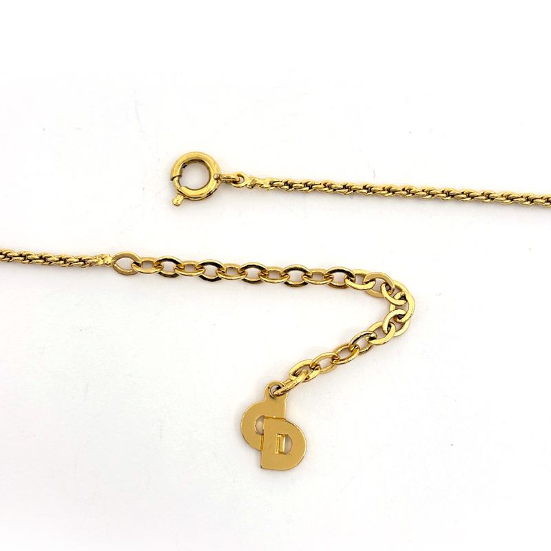 Dior Logo Rhinestone Necklace CD Gold Plated Black