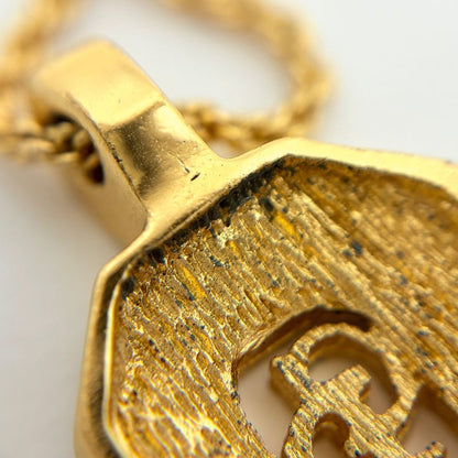 Dior Logo Rhinestone Necklace CD Gold Plated Black
