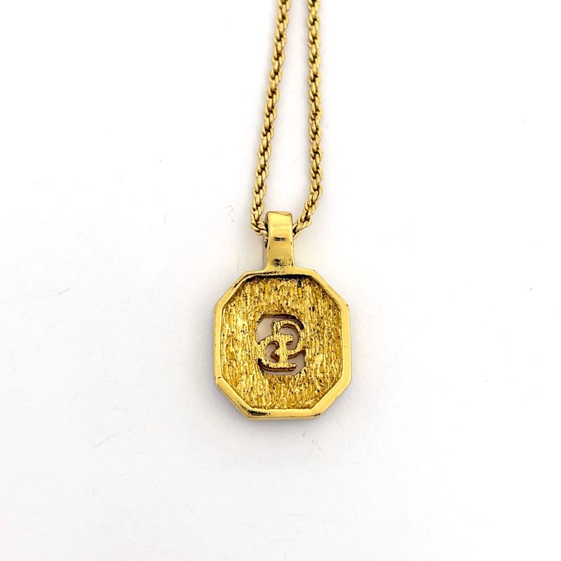 Dior Logo Rhinestone Necklace CD Gold Plated Black