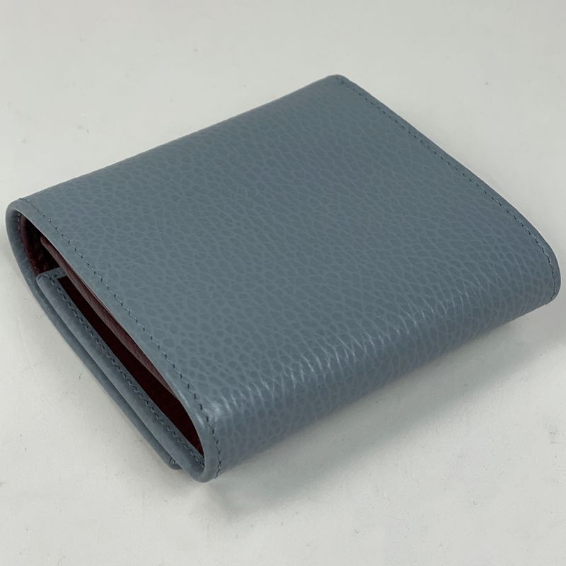 Gucci Double Compact Wallet GG Marmont Bifold Leather Light Blue
