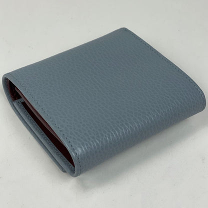 Gucci Double Compact Wallet GG Marmont Bifold Leather Light Blue
