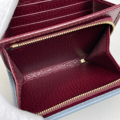 Gucci Double Compact Wallet GG Marmont Bifold Leather Light Blue